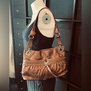 B Makowsky metallic copper leather shoulder bag
